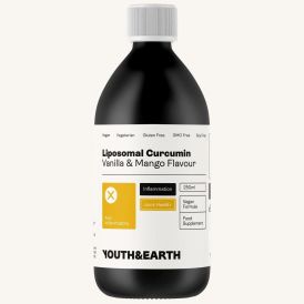 Produktansicht von Youth + Earth Liposomales Curcumin 200mg - Vanille und Mangogeschmack 250ml